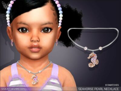 Seahorse Pearl Necklace For Toddlers By Giulietta Sims 4 CC