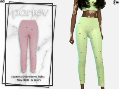 Seamless Embroidered Tights By Portev Sims 4 CC