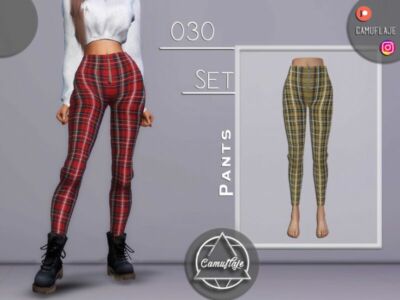 SET 030 – Check Print Pants By Camuflaje Sims 4 CC