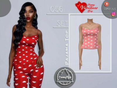 SET 056 – Pajama TOP (Valentines DAY) By Camuflaje Sims 4 CC