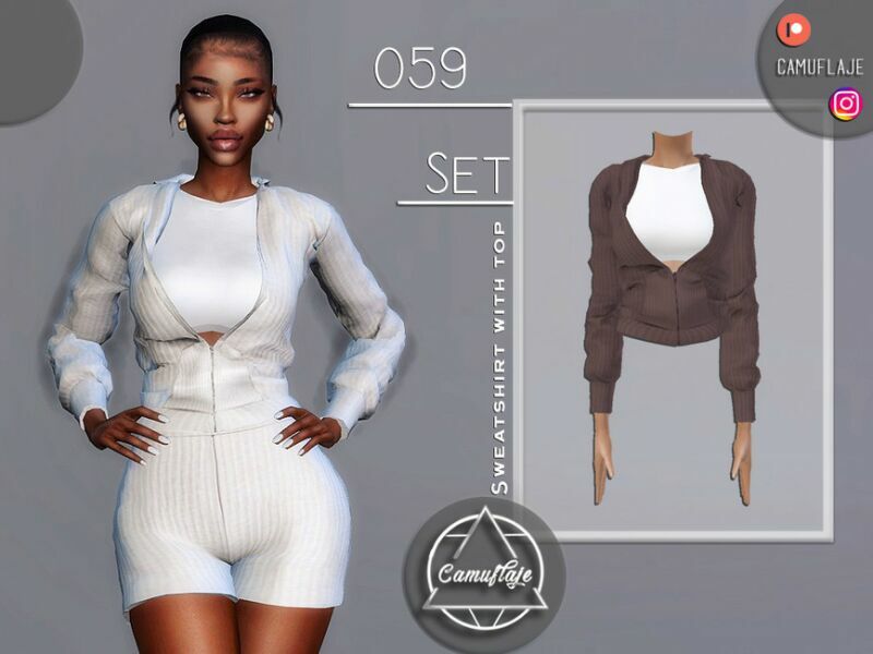 SET 059 – Sweatshirt With A TOP By Camuflaje Sims 4 CC