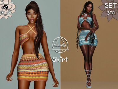 / SET 310 GEO Print Skirt Sims 4 CC