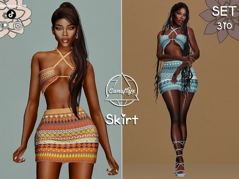 / SET 310 GEO Print Skirt Sims 4 CC