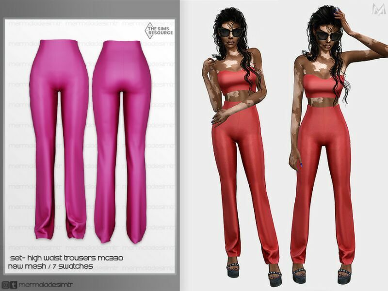 SET- High Waist Trousers MC330 By Mermaladesimtr Sims 4 CC