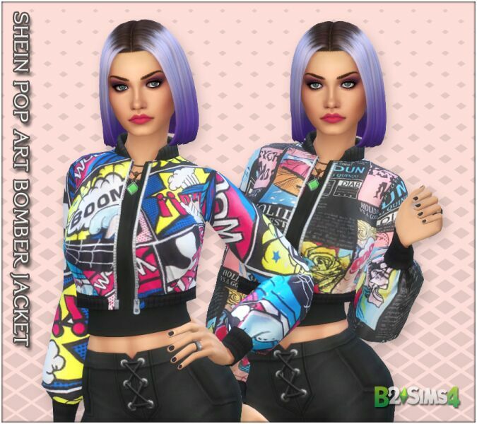 Shein POP ART Bomber Jacket Sims 4 CC