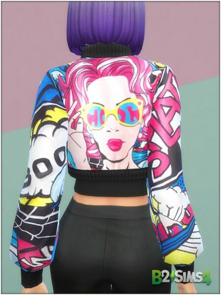 sims 4 cc shein pop art bomber jacket 3