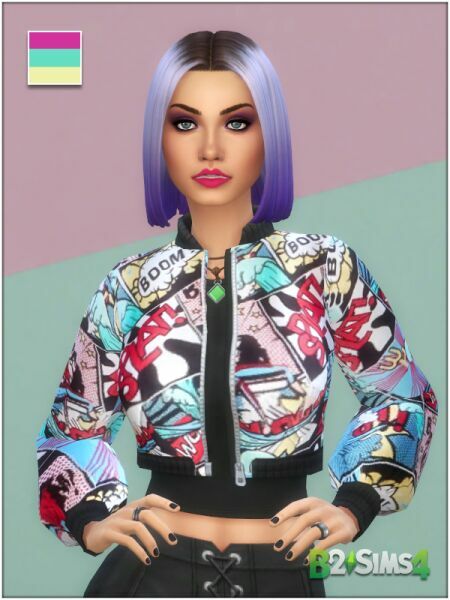 sims 4 cc shein pop art bomber jacket 4