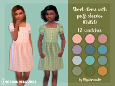 Short Dress With Puff Sleeves Child By Mysteriousoo Sims 4 CC