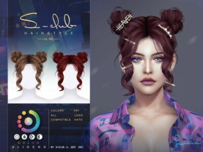 Short Hair With Double Buns(Lucia) By S-Club By S-Club Sims 4 CC