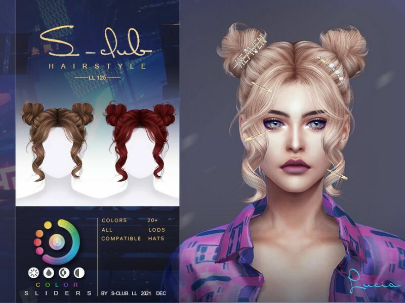 sims 4 cc short hair with double bunslucia by s club by s club 2