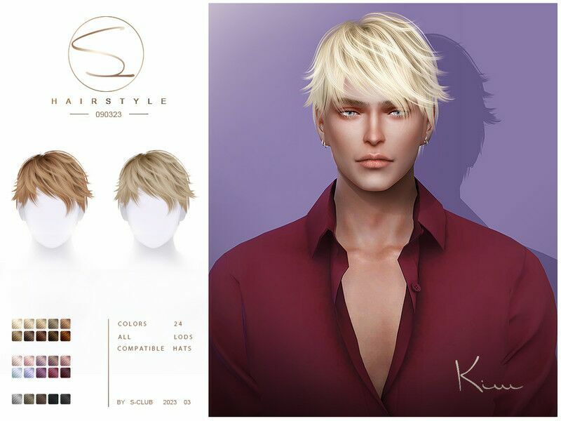 Short MAN Hairstyle KIM(090323) By S-Club Sims 4 CC