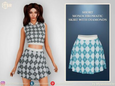 / Short Monochromatic Skirt With Diamonds Sims 4 CC