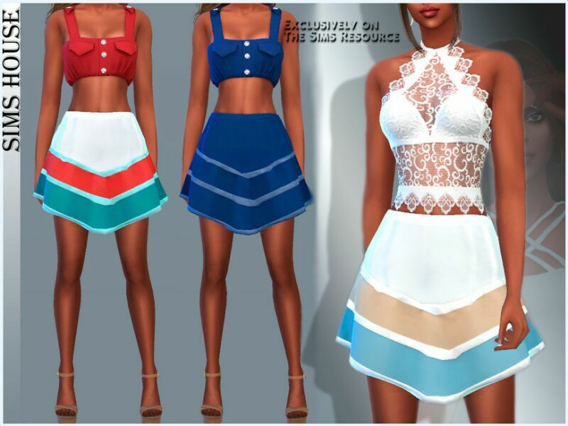 Short Skirt Colored Blocks Sims 4 CC