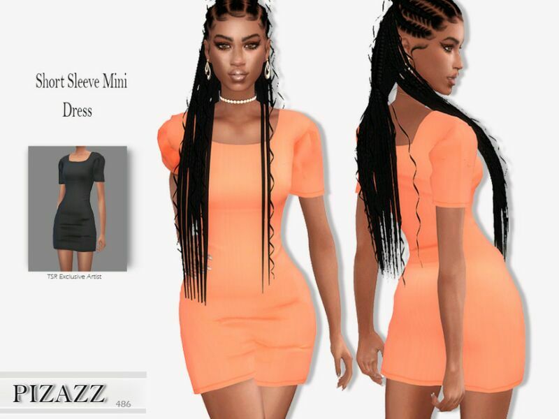 Short Sleeve Mini Dress By Pizazz Sims 4 CC