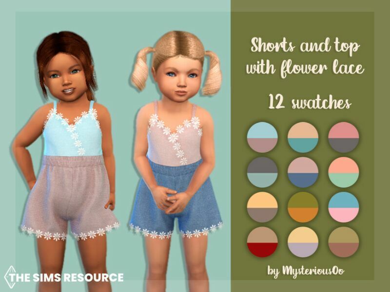 Shorts And TOP With Flower Lace By Mysteriousoo Sims 4 CC