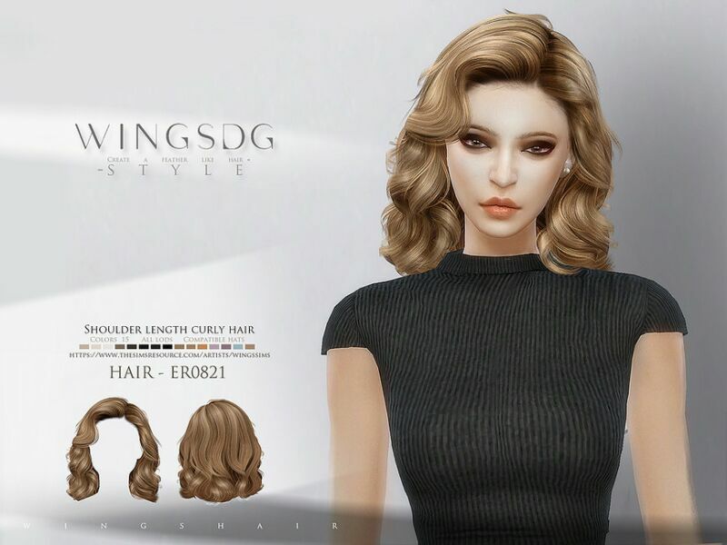 Shoulder Length Curly Hair ER0821 By Wingssims Sims 4 CC