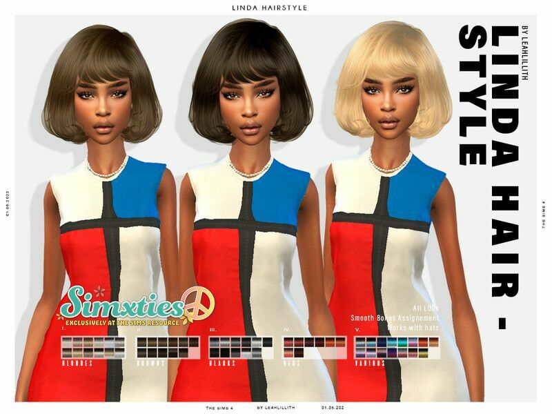 “ / Simxties Linda Hairstyle” Sims 4 CC