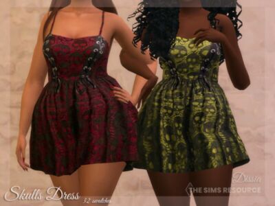 Skulls Dress By Dissia Sims 4 CC