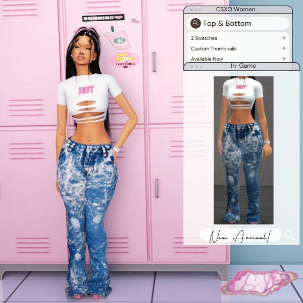 sims 4 cc slasher tee bleach effect jeans 2