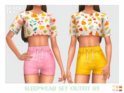 Sleepwear SET Outfit 03 Sims 4 CC