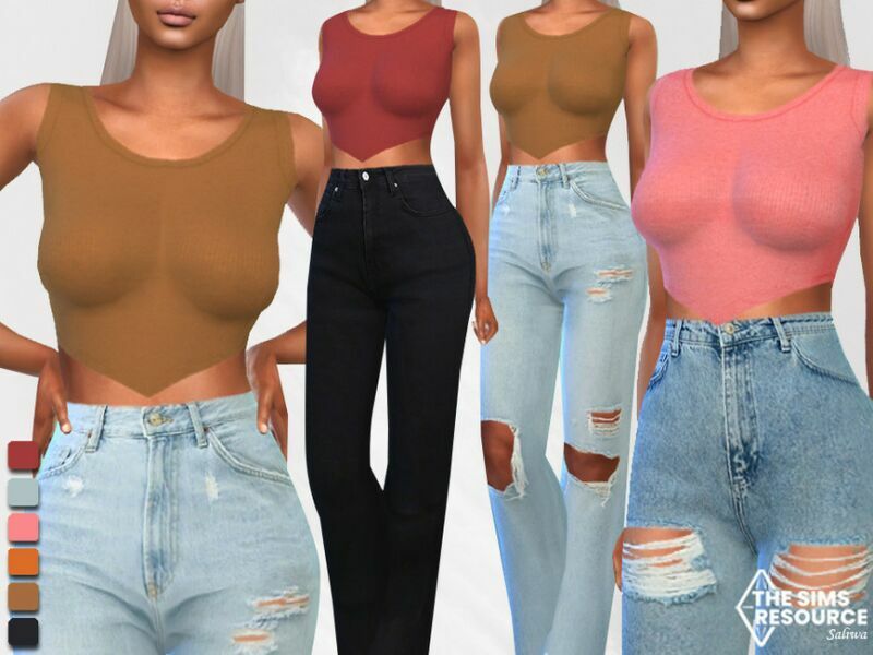 Sleeveless Crop Blouses By Saliwa Sims 4 CC