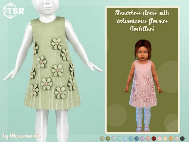 Sleeveless Dress With Voluminous Flowers Toddler By Mysteriousoo Sims 4 CC