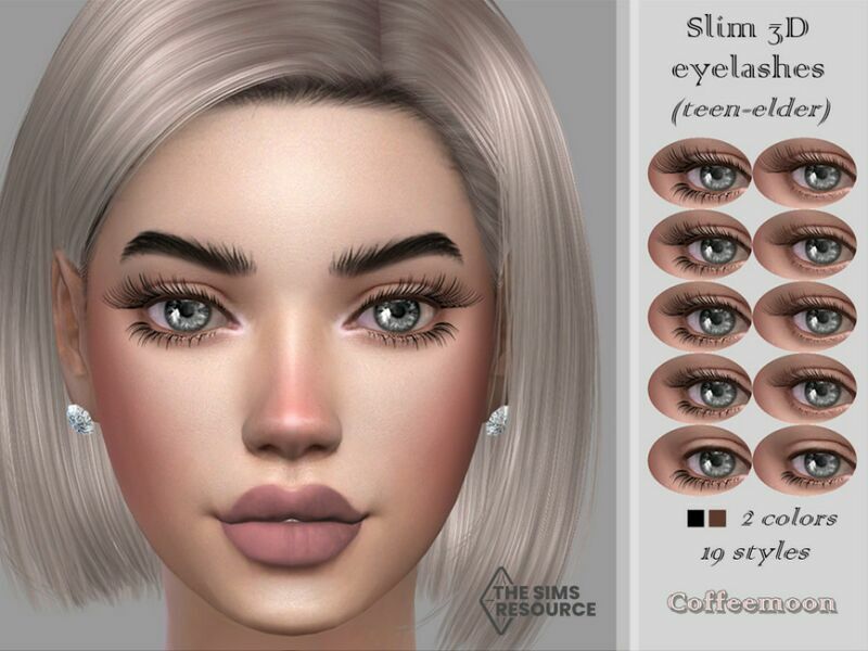 Slim 3D Eyelashes (Teen-Elder) By Coffeemoon Sims 4 CC