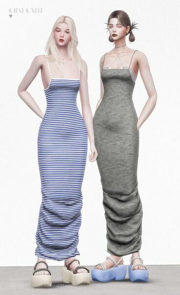 sims 4 cc slip long dress by charonlee 2