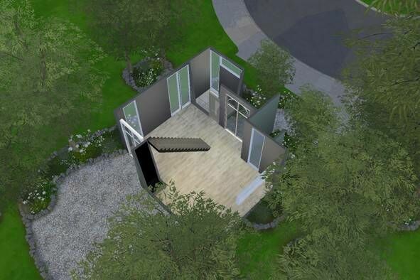 sims 4 cc small modern starter home shell 2