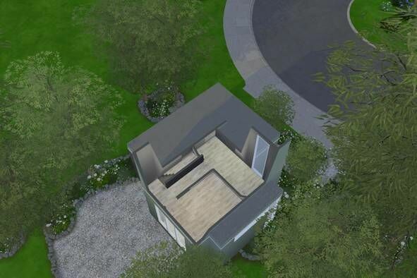 sims 4 cc small modern starter home shell 3