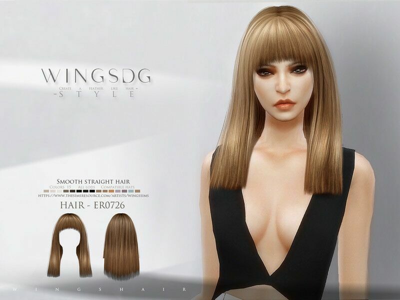 Smooth Straight Hair ER0726 By Wingssims Sims 4 CC