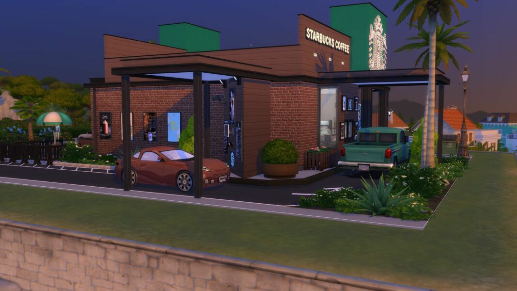 sims 4 cc starbucks drive thru 3