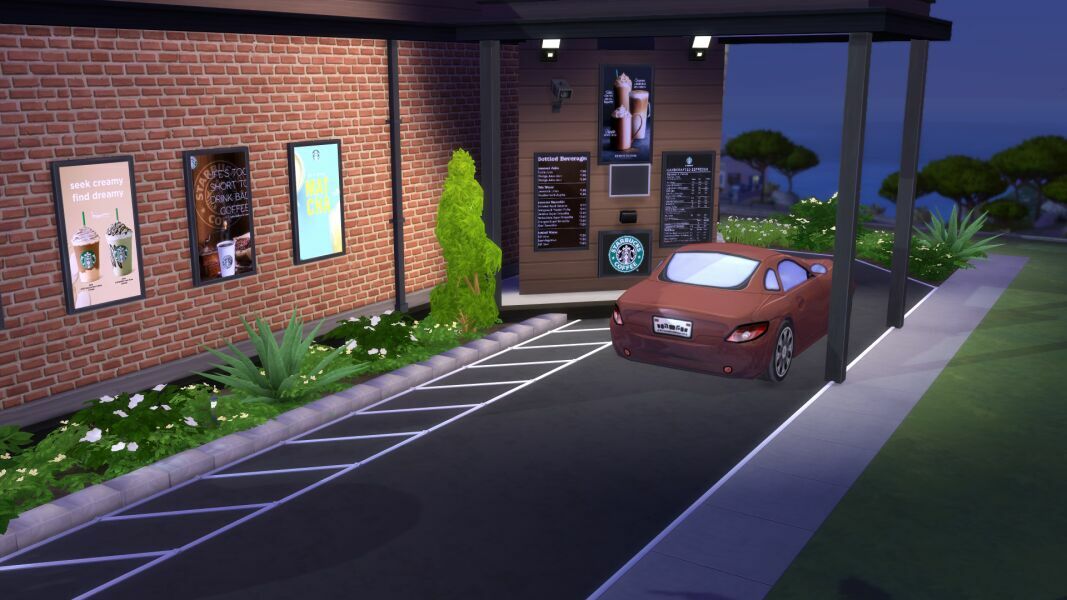 sims 4 cc starbucks drive thru 4