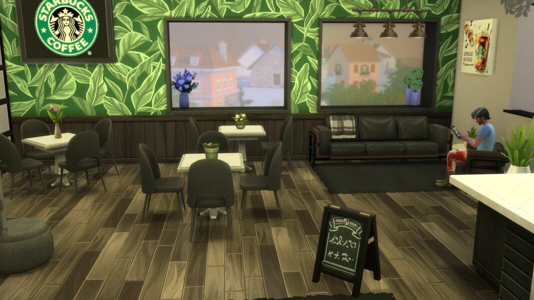 sims 4 cc starbucks drive thru 7