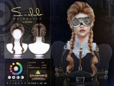 Steampunk D Double Braid Hairstyle By S-Club By S-Club Sims 4 CC