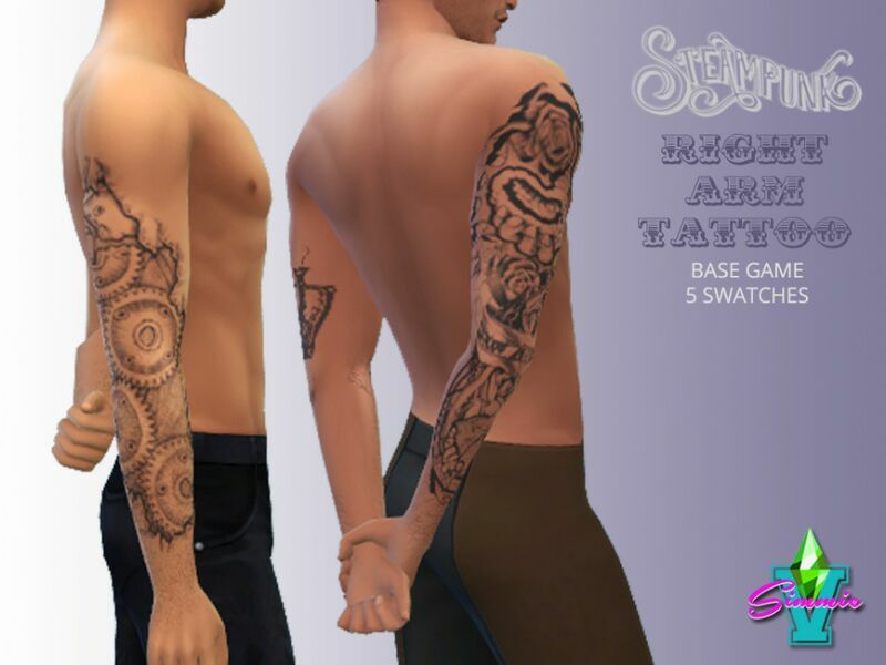 Steampunk Right ARM Tattoo By Simmiev Sims 4 CC