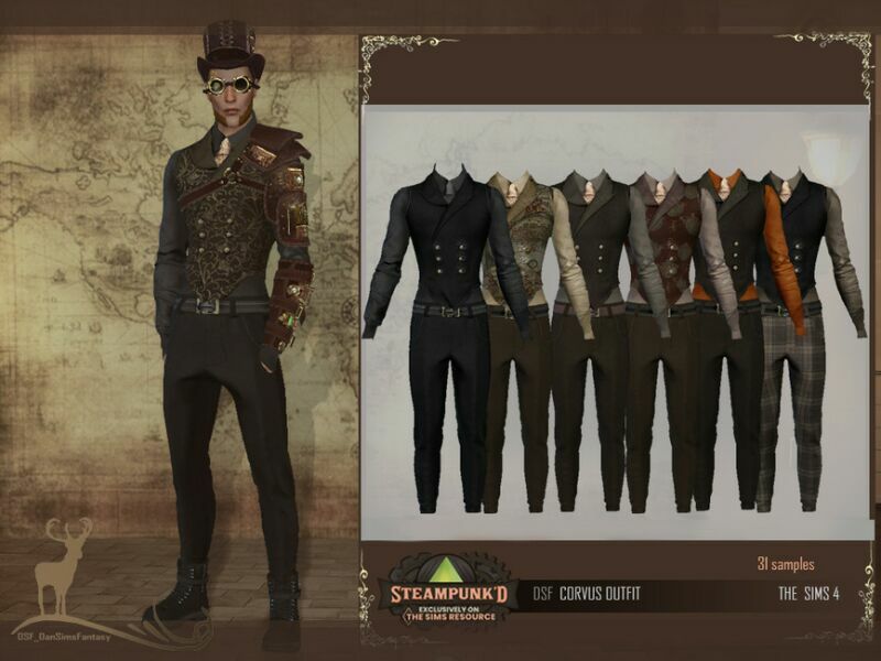 Steampunked _Corvus Outfit By Dansimsfantasy Sims 4 CC