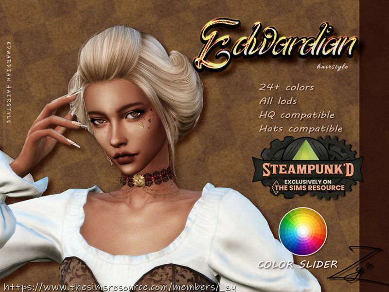 sims 4 cc steampunked edwardian hairstyle by zy 2