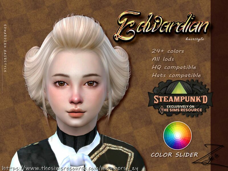 Steampunked Edwardian Hairstyle For Kids By _ZY Sims 4 CC