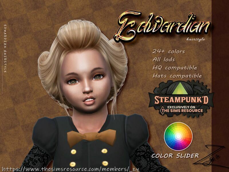 Steampunked Edwardian Hairstyle For Toddlers By _ZY Sims 4 CC