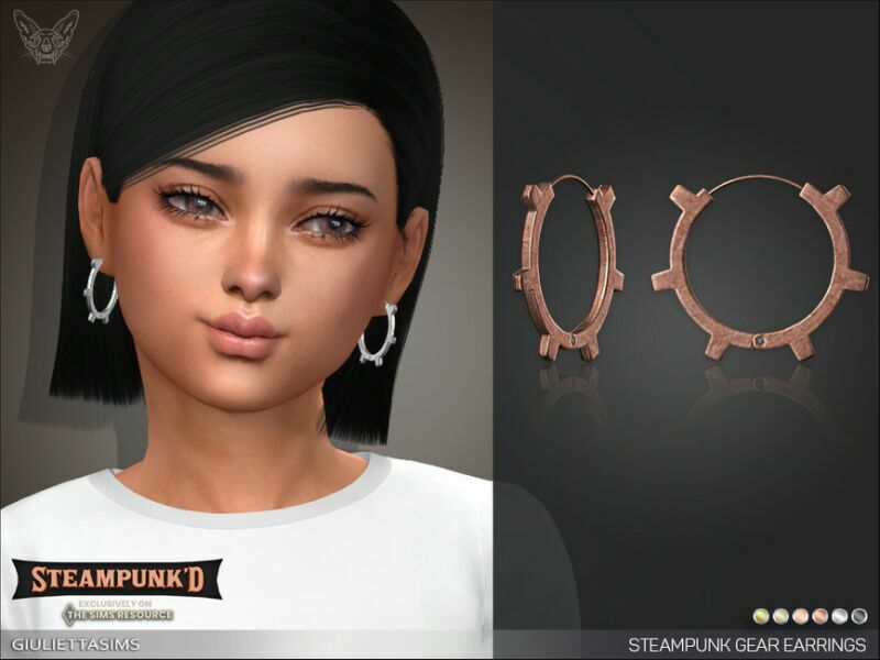 Steampunked – Steampunk Hoop Earrings For Kids By Feyona Sims 4 CC