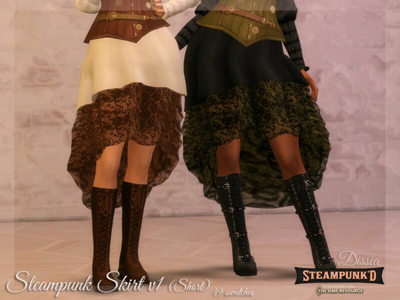 Steampunked – Steampunk Skirt (Short) By Dissia Sims 4 CC