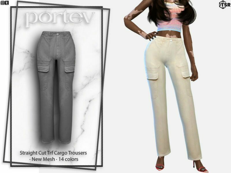 Straight CUT TRF Cargo Trousers By Portev Sims 4 CC