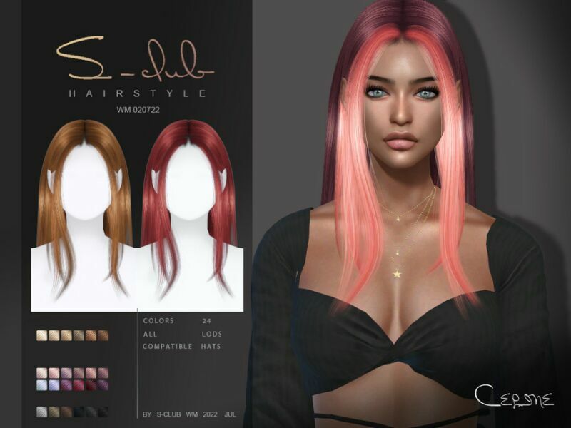 Straight Long Hair Style(Celine)020722 By S-Club By S-Club Sims 4 CC