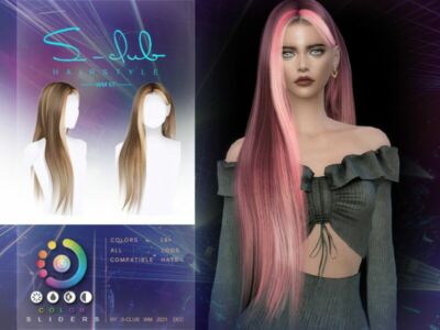 Straight Long Highlight Hair By S-Club By S-Club Sims 4 CC