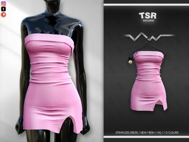 Strapless Dress BD654 By Busra-Tr Sims 4 CC