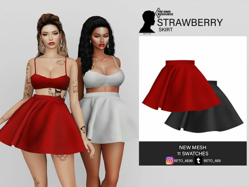 Strawberry (Skirt) Sims 4 CC