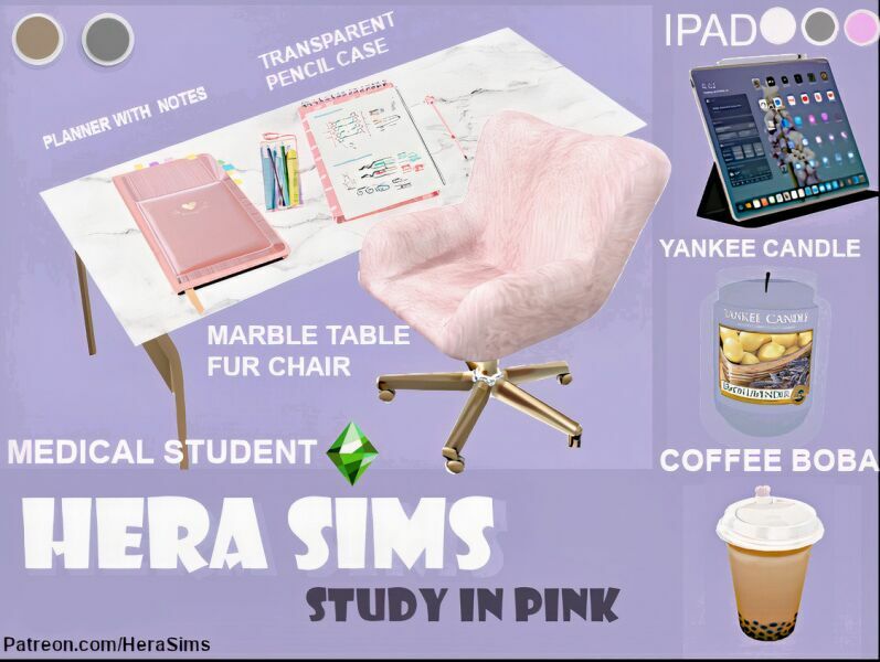 Study In Pink SET Sims 4 CC