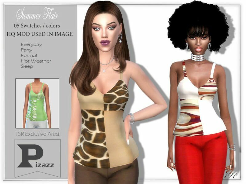 Summer Flair TOP By Pizazz Sims 4 CC