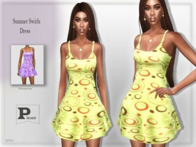 Summer Swirls Dress By Pizazz Sims 4 CC